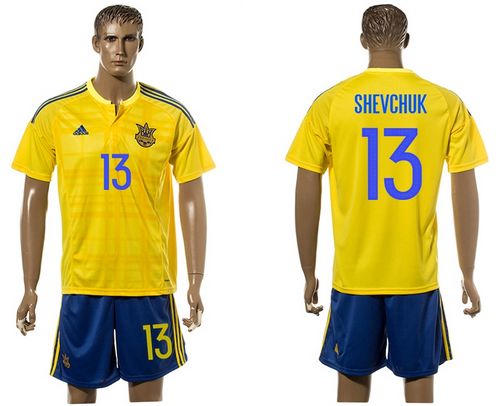 Ukraine #13 Shevchuk Home Soccer Country Jersey